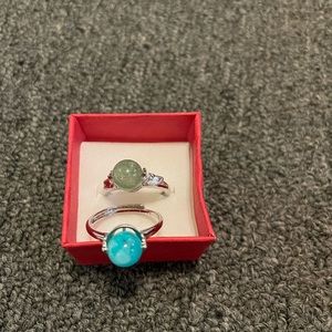 2 natural stones rings ( resizable)